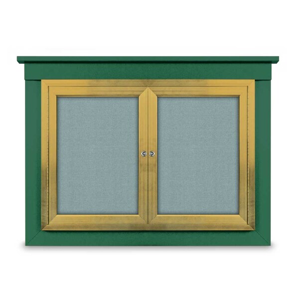 48"x36" 2-Door Enclosed Outdoor Letterboard, Hdr, Green Felt/Satin